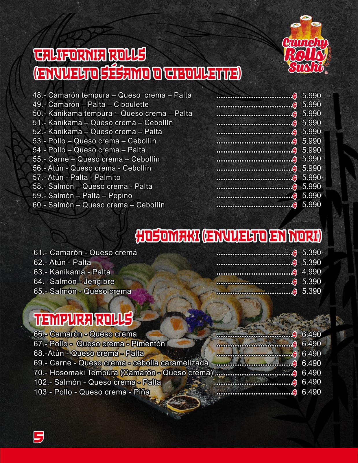 Carta menú página 6